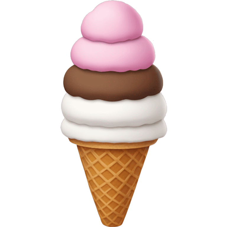 Pink, white, and brown ice cream cone emoji