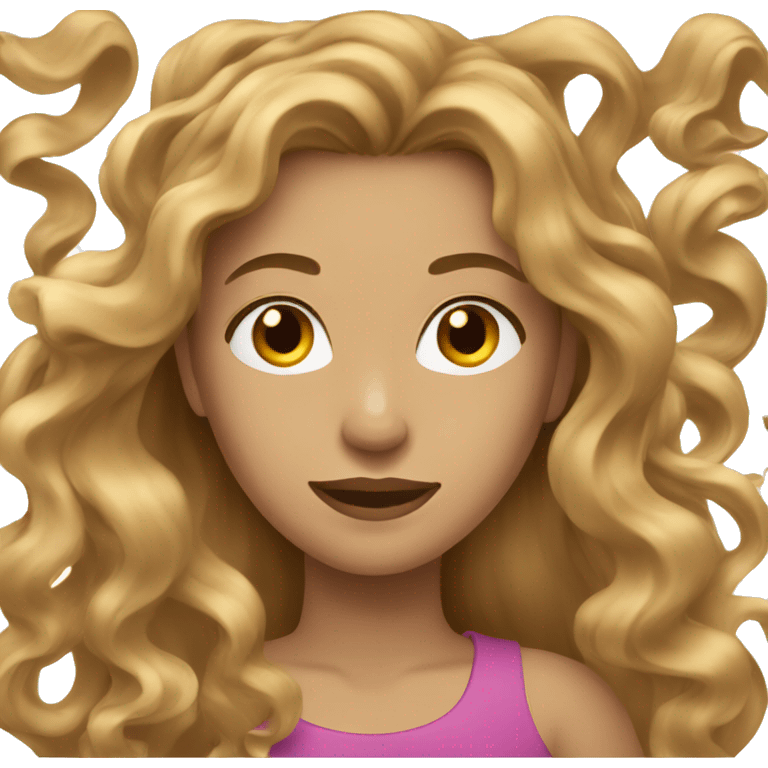 Women with long light brown wavy hair  emoji