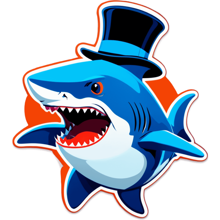 Shark with a top hat emoji