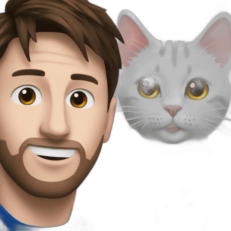 messi and a cat with a red heart emoji