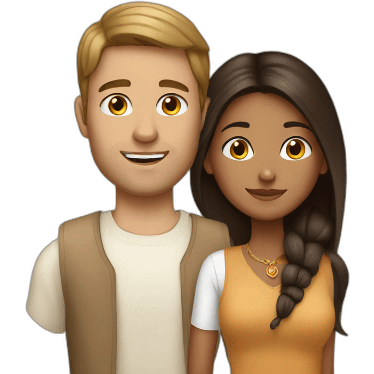 Indian girl with brunette white guy emoji