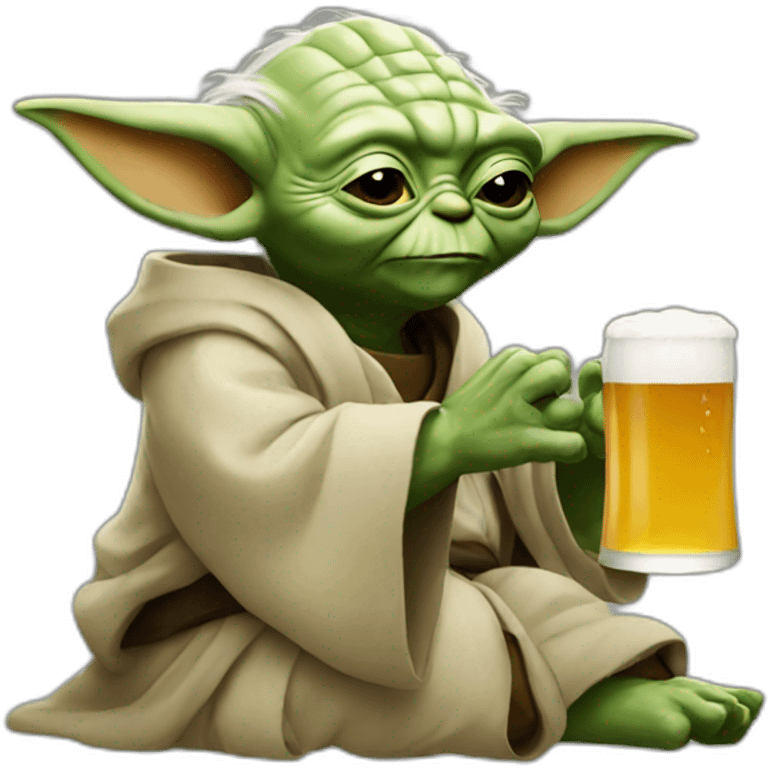 yoda drinking a beer emoji