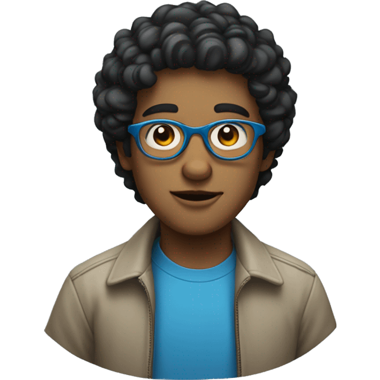 light guy with wavy short black hair and round blue glasses emoji