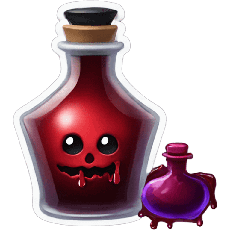 a stylish potion bottle with blood and a gothic lid, perfect for a vampire girl theme." emoji