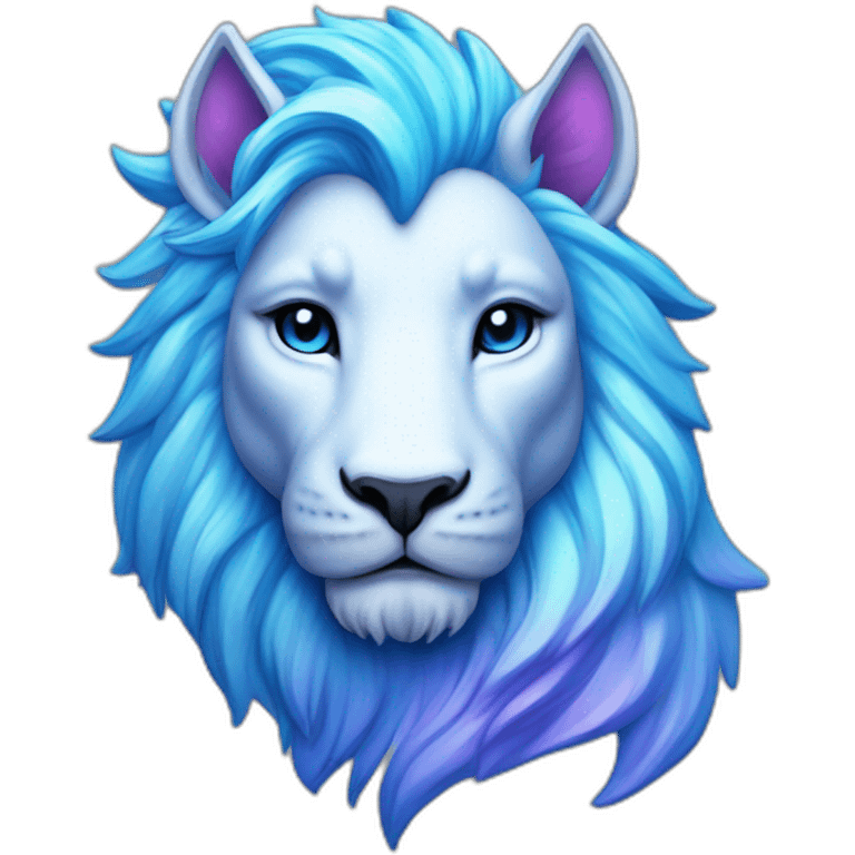 unicorn lion holographic blue emoji