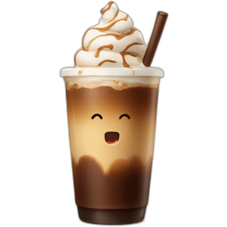 Cold coffee with ice cream emoji