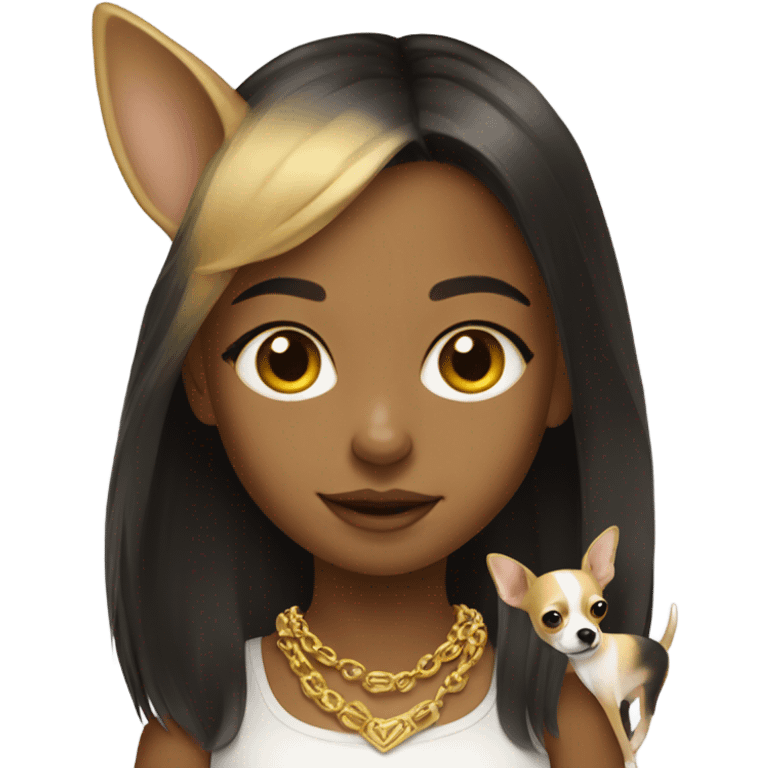 girl with gold chihuahua  emoji