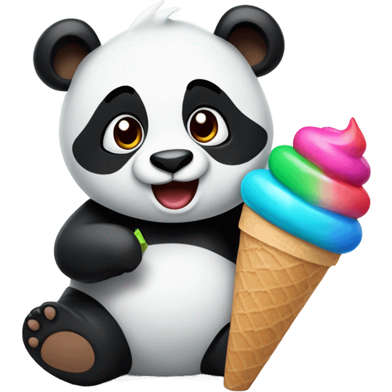 Panda eating ice cream emoji