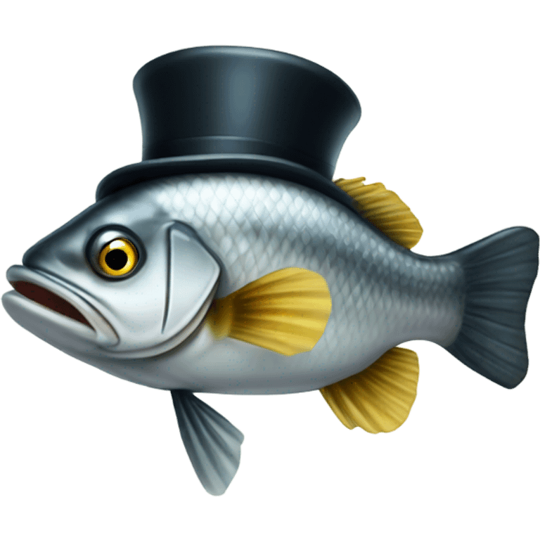 Sea bass with a monocle and top hat emoji