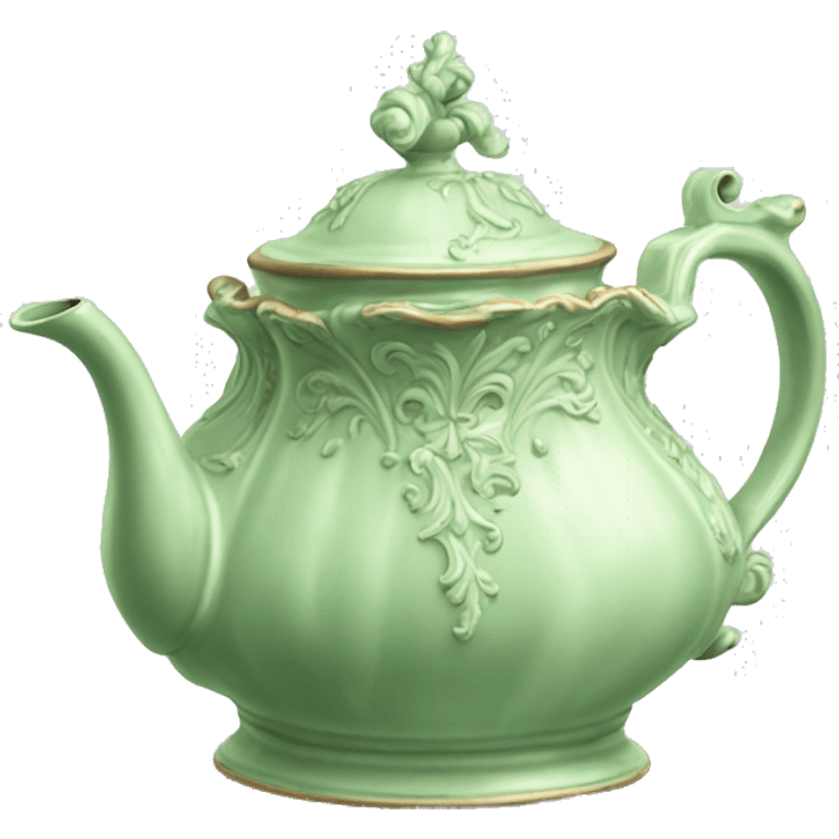 Realistic Pale Green vintage rococo teapot emoji