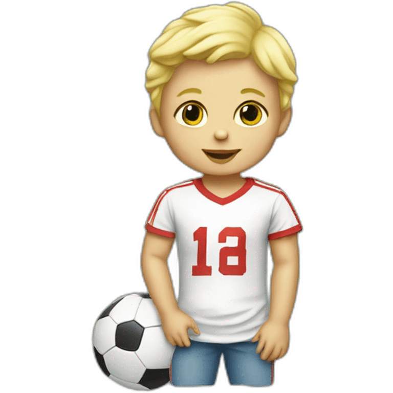 blond baby with a football t-shirt emoji