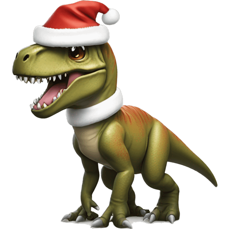 Trex with santa hat emoji