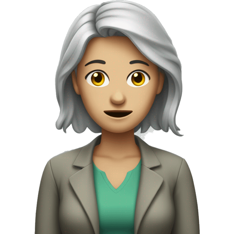 A lady that has worked a lot, stressed, not happy, greyish/greenish face color, depressed kinda girl emoji