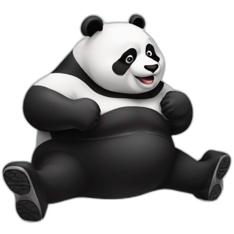 Chubby Panda doing workout  emoji