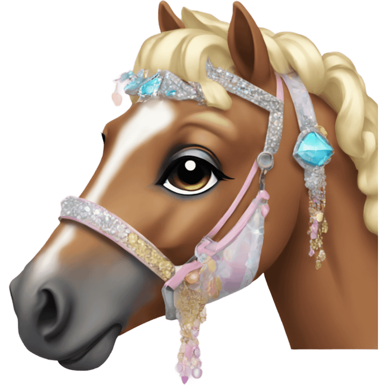 glam horse wearing makeup and accessories emoji