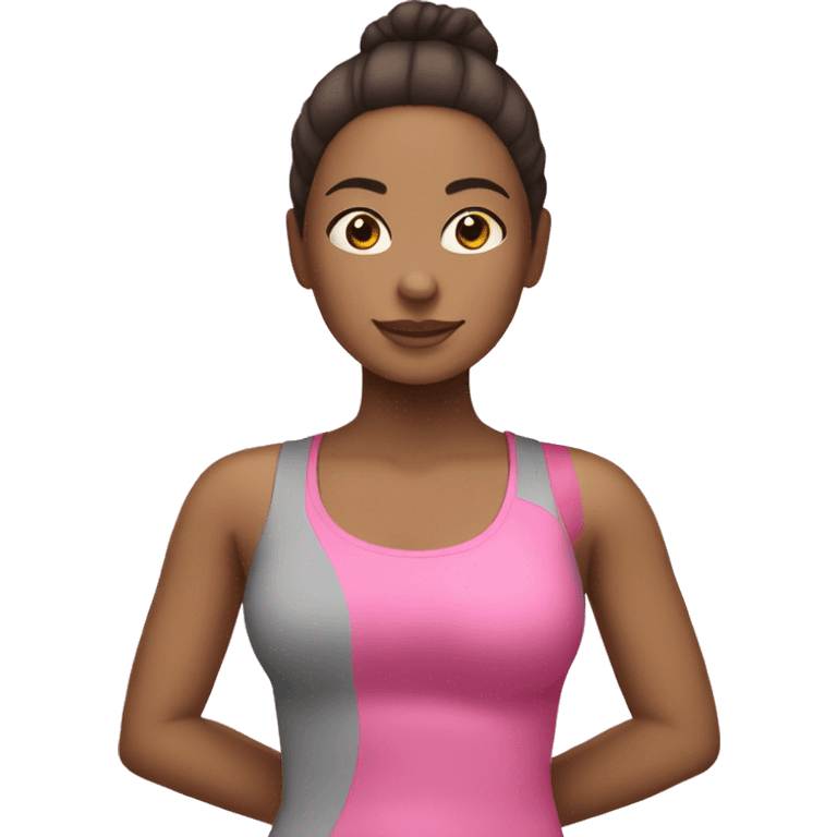 Brunette girl with pink and with yoga clothes  emoji