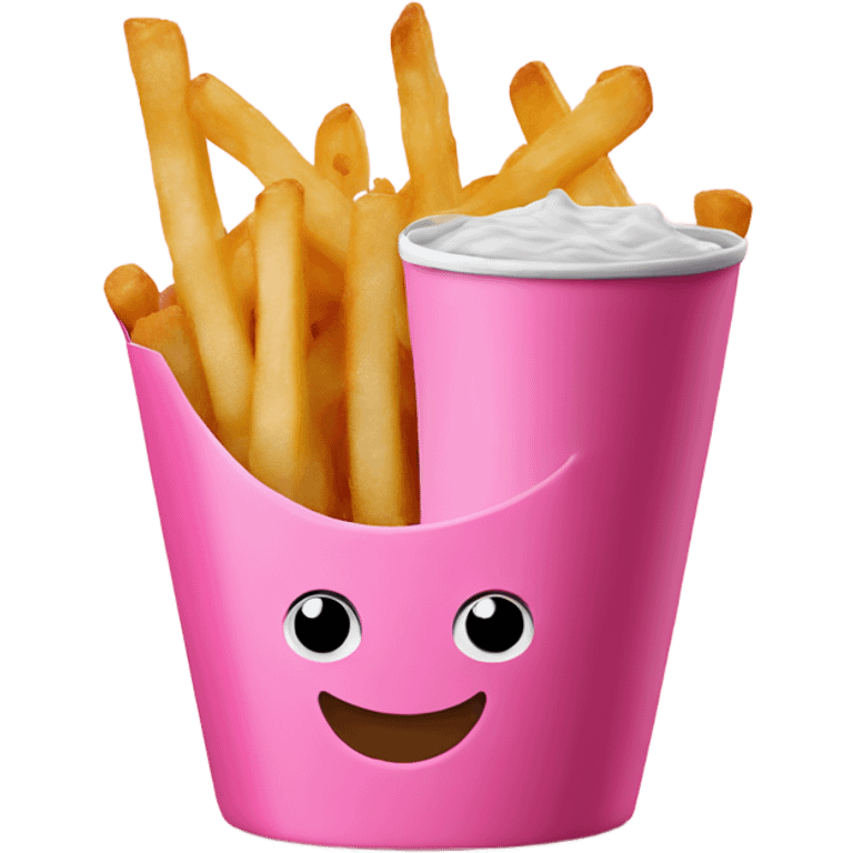 Fries and fried fish in pink cup emoji