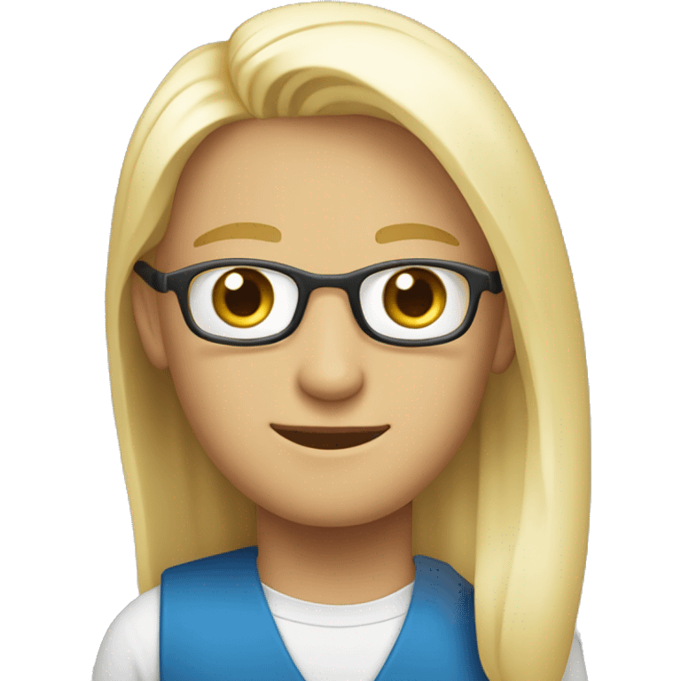 white blue eye blond 30 year old gui with a happpy face and an suite (male) Software engineer emoji