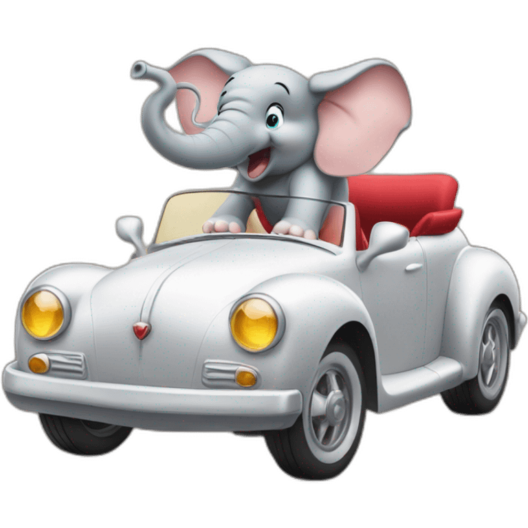 Cabriolet driving Dumbo elephant emoji