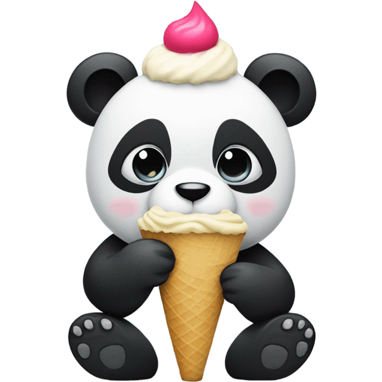 Panda eating ice cream emoji