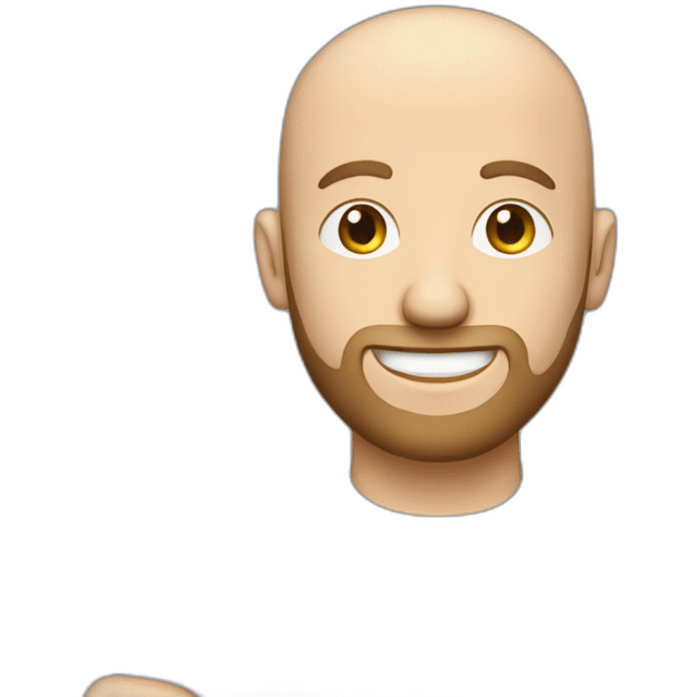 caucasian male with small beard and almost bald smart casual blue shirt holding papers full profile emoji