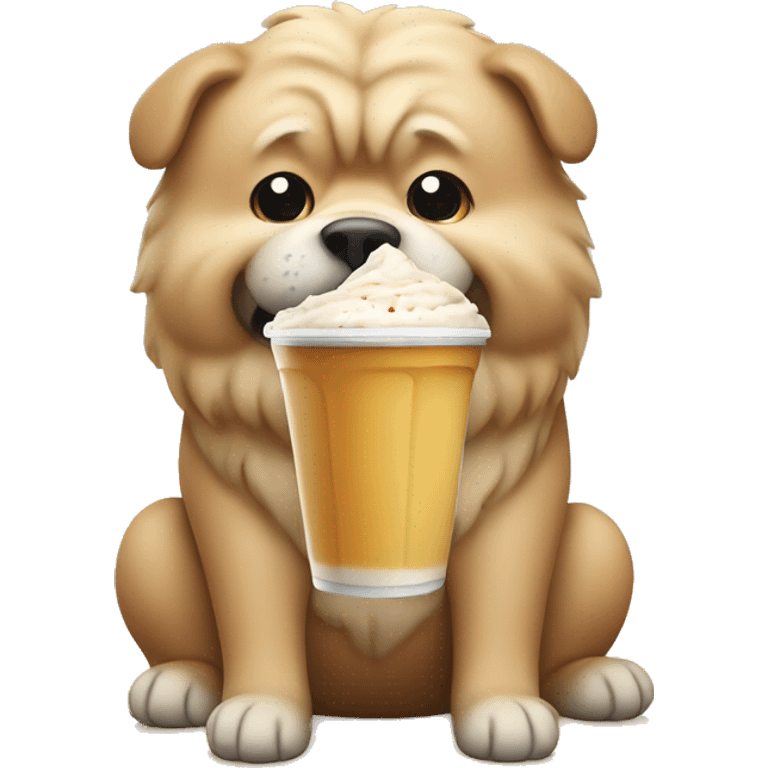 Chow dog drinking milkshake  emoji