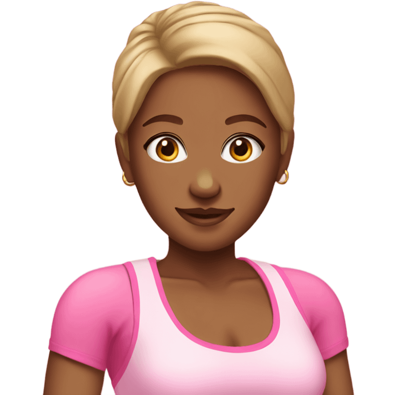 Tan girl in pink gym wear  emoji