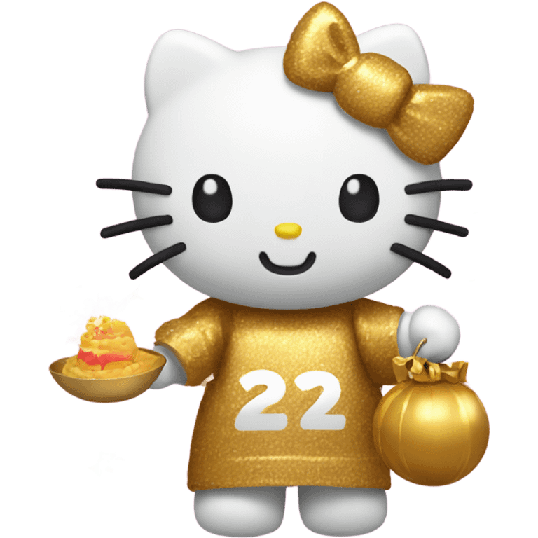 hello kitty celebrating a 2025 new year emoji