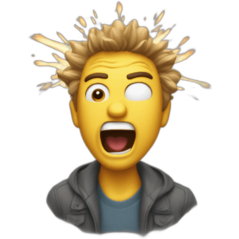 A creepy guy exploding, funny emoji