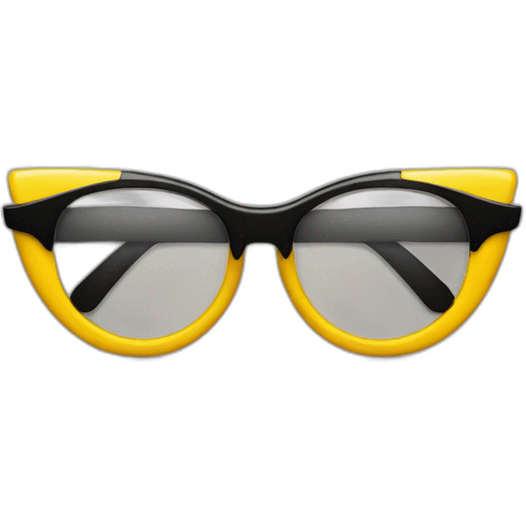 blank circle yellow emoji with black triangle pointy glasses emoji