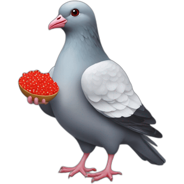 pidgeon holding red caviar in hand emoji