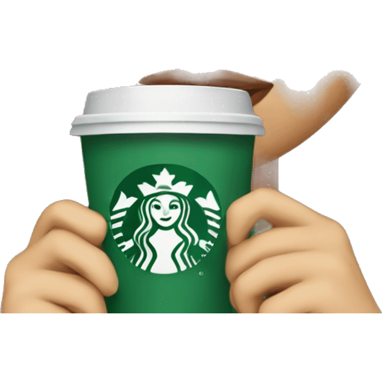 girl with brown hair drinking starbucks emoji