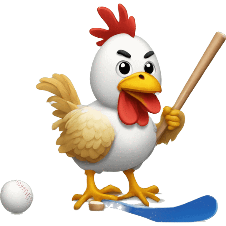 Chicken play hockey  emoji