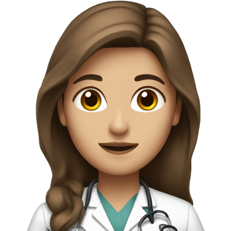 Long brown hair female doctor emoji