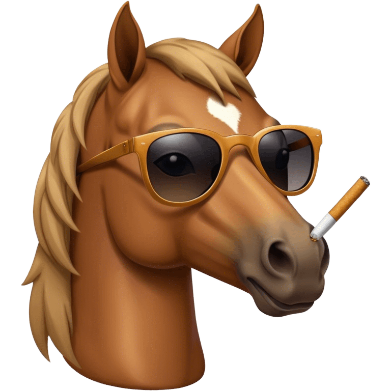 A horse with sunglasses smokinga cigarette  emoji