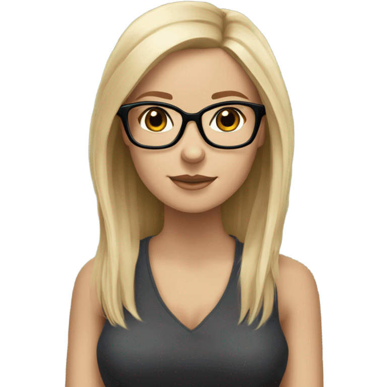 White girl, blonde hair, wearing glasses kYorkshire terrier  emoji