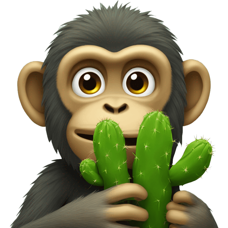 Monkey eating cactus emoji