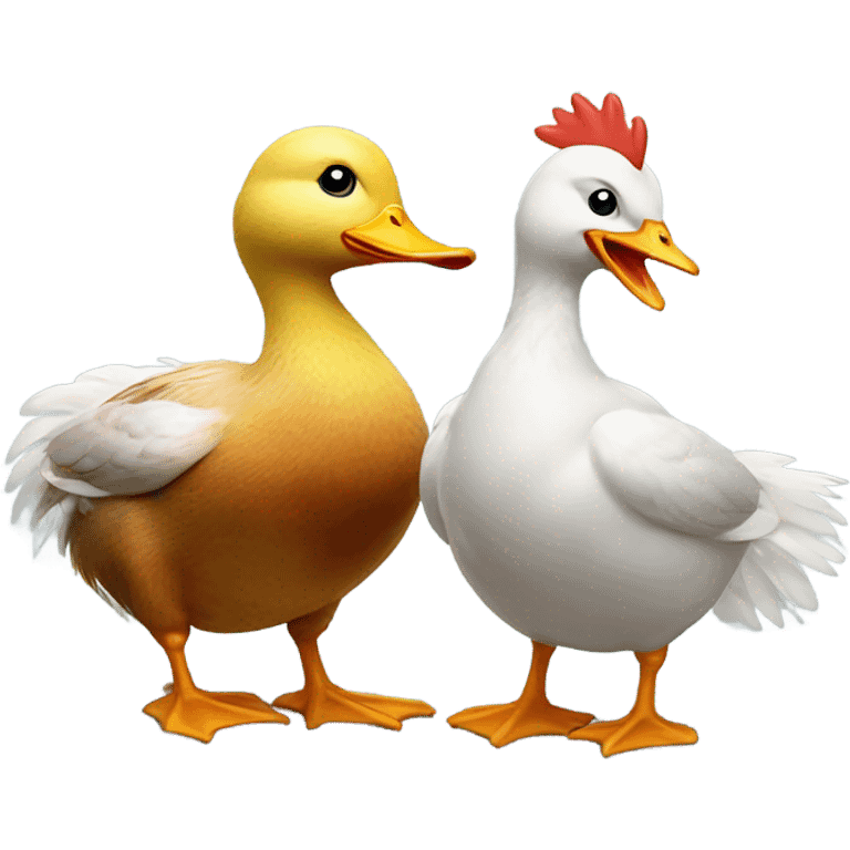 duck fight with chicken emoji