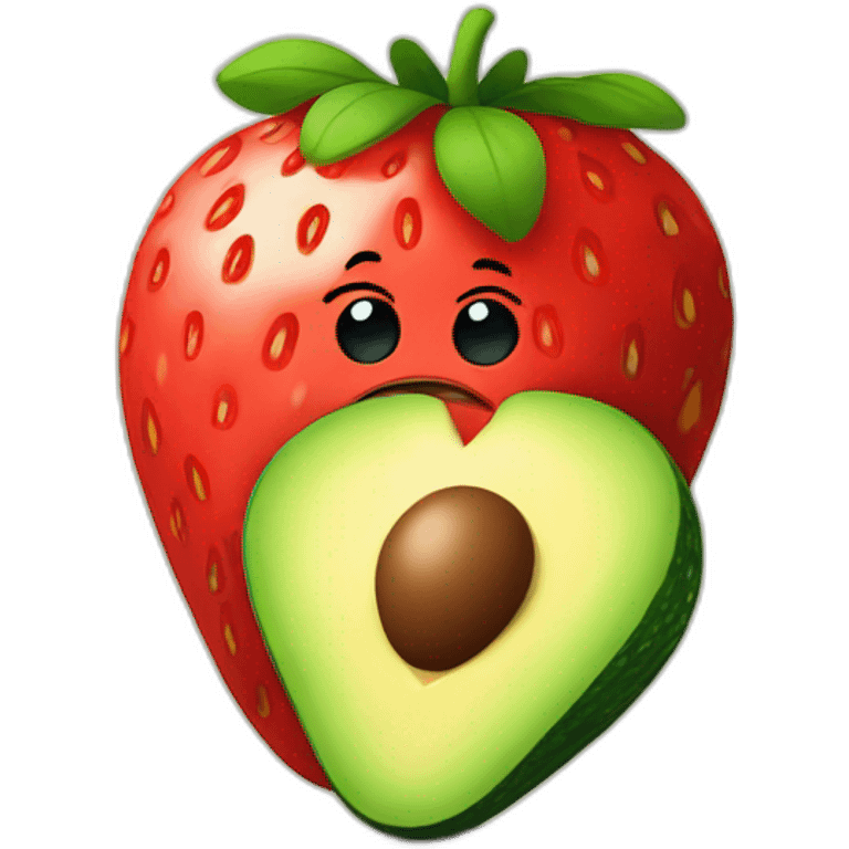 Strawberry and avocado hugging  emoji