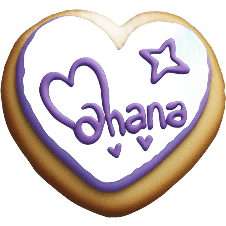 Teal purple Cookie heart with ohana emoji