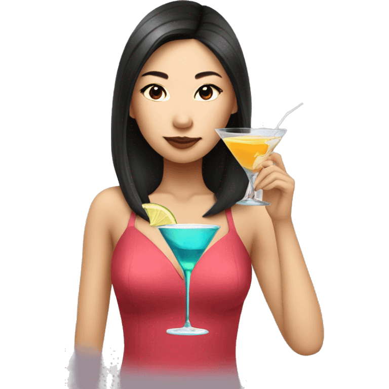 Pretty asian girl drinking a martini emoji