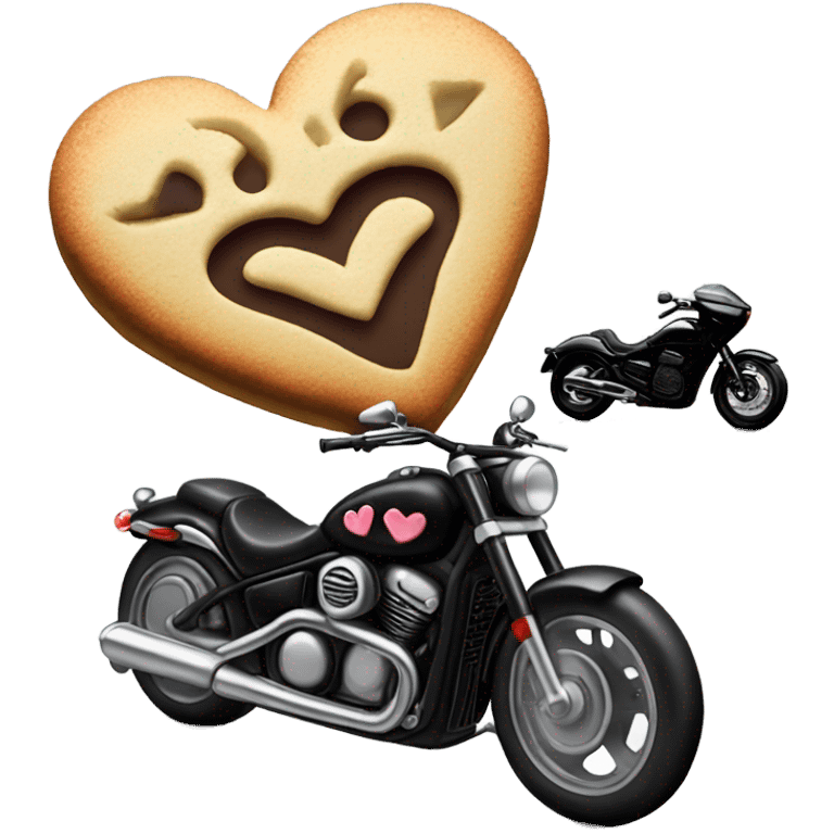 cookie heart with black motorcycle  emoji