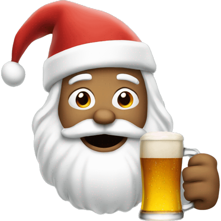 Santa drinking beer emoji