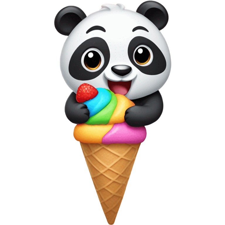 Panda eating ice cream emoji