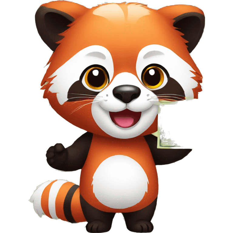 red panda holds the money emoji