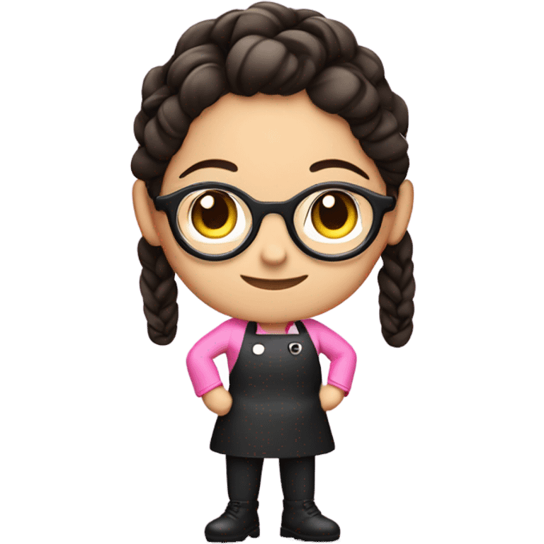 brunette chef with black glasses and pigtail braids and a pink chef outfit emoji