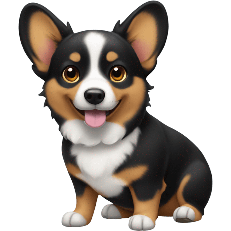 Black corgi with a cute small bow on its ear emoji