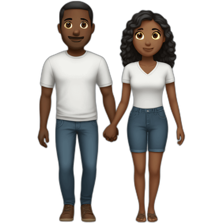 A black couple holding hands emoji