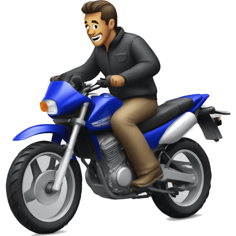 Man wheeling a Yamaha emoji