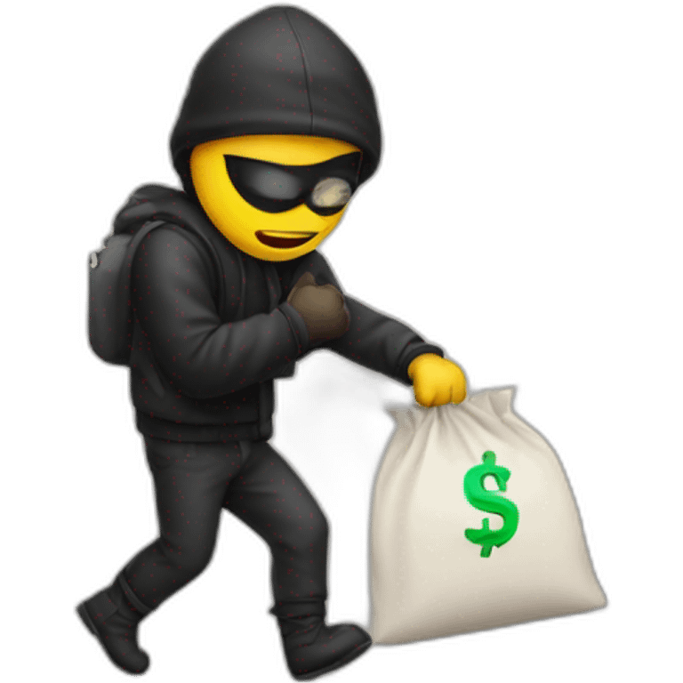 Thief Emoji Carrying bag dollars emoji